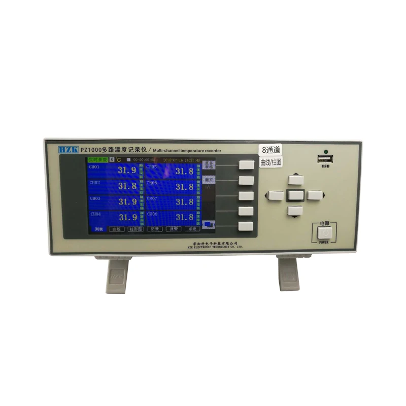 PZ1008P Temperature Data Recorder Multichannel Data Logger with Curve and Column Chart PZ1016P PZ1024P PZ1032P