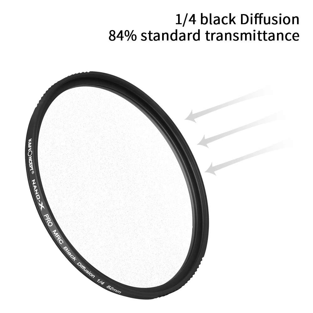 K&F Concept Black Mist Diffusion 1/4 Lens Filter Special Effects Shoot Video Like Movies 37mm 49mm 52mm 58mm 62mm 67mm 77mm 82mm