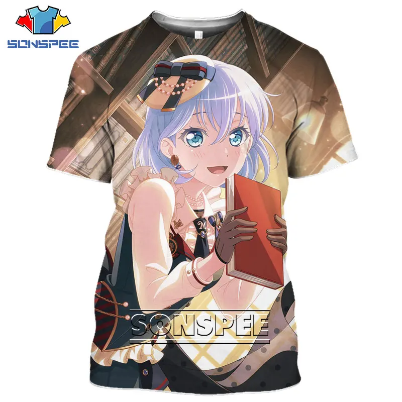 SONSPEE 3D Print Men Women Tshirts Anime Bang Dream T-shirts Short Sleeve Harajuku Sexy Loli Girl Kawaii Summer Casual Tshirts