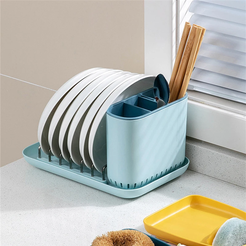 Kitchen Storage Organizer Rack Holder Chopsticks Fork Spoon Bowl Drainer Shelves with Drain Tray