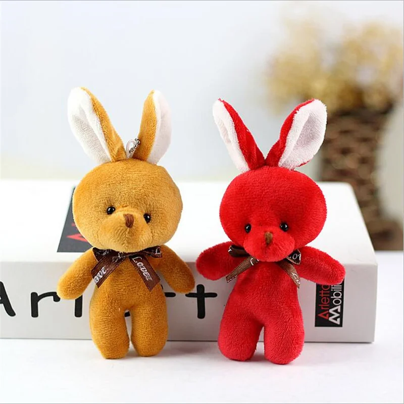 1Pcs Bunny Plush Toys New Cute Bow Tie Rabbit Toy Christmas Gift Stuffed Animal Doll For Girls Holiday Gift 12CM