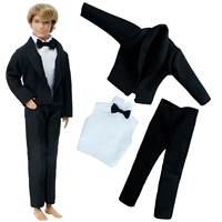 1 Set 1/6 Men Suit Coat + Vest + Trousers Business Black Outfit  Tuxedo Wedding Party Wear Accessories Clothes 12 Inch 30cm Doll