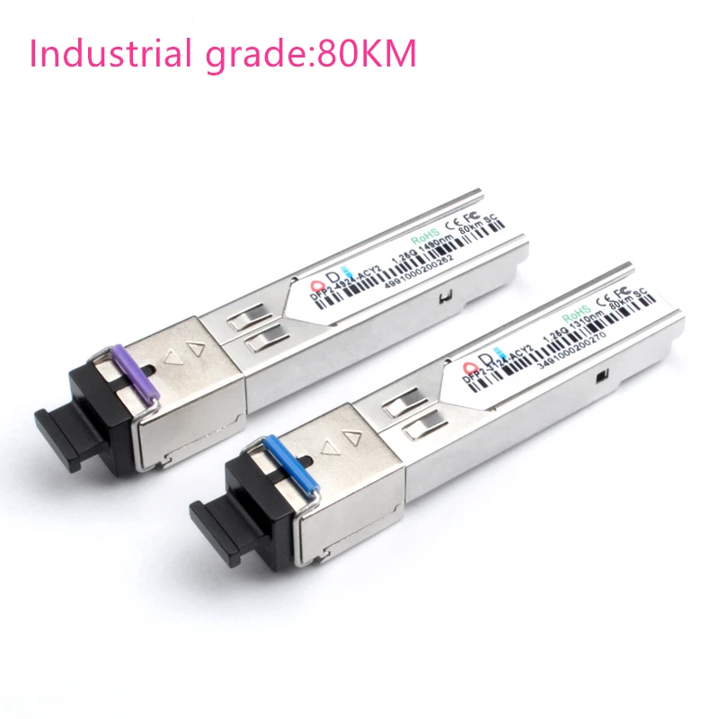 SC SFP Fiber optic modul Industrie grade -40 ~ + 80 Celsius 1,25 G20/40/60/80/100KM 1310/1490/1550nm kompatibel optische modul