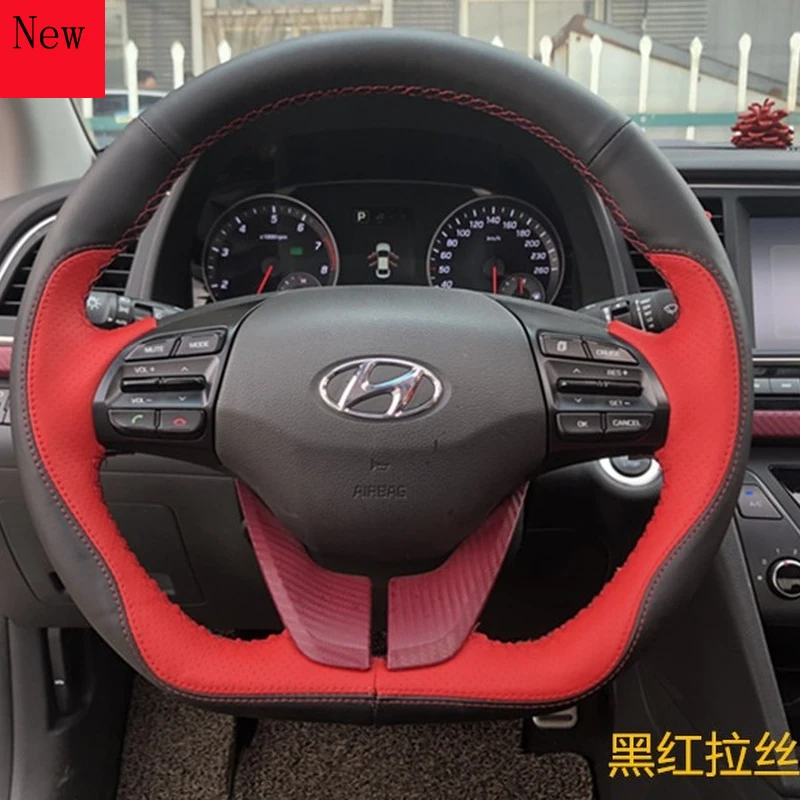 

DIY Hand-Stitched Leather Carbon Fibre Car Steering Wheel Cover for Hyundai MISTRA Ix25 ELANTRA CELESTA ELANTRA Ix35 Accessories