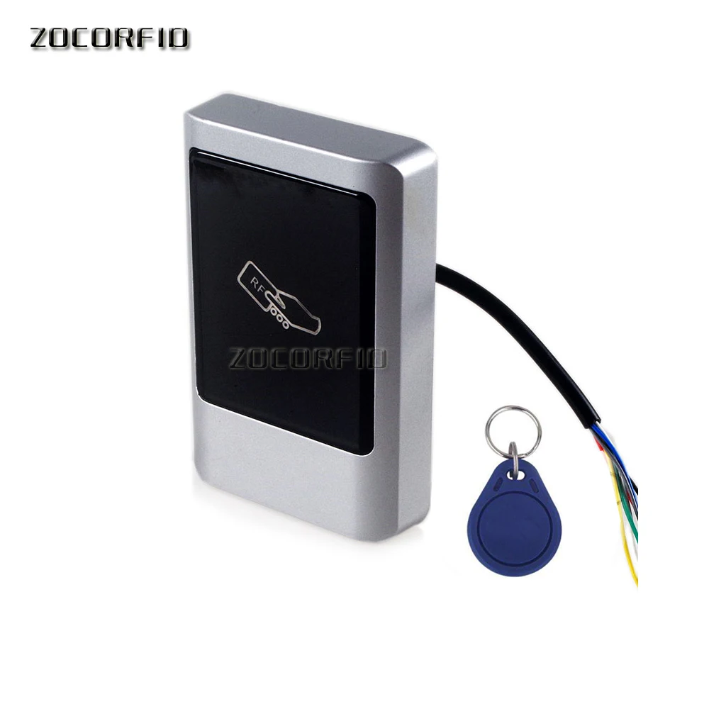 

Waterproof metal Compatible Proximity RFID ID Card EM Reader For Access Control with Wiegand 26 Interface DC9-14V+keyfobs
