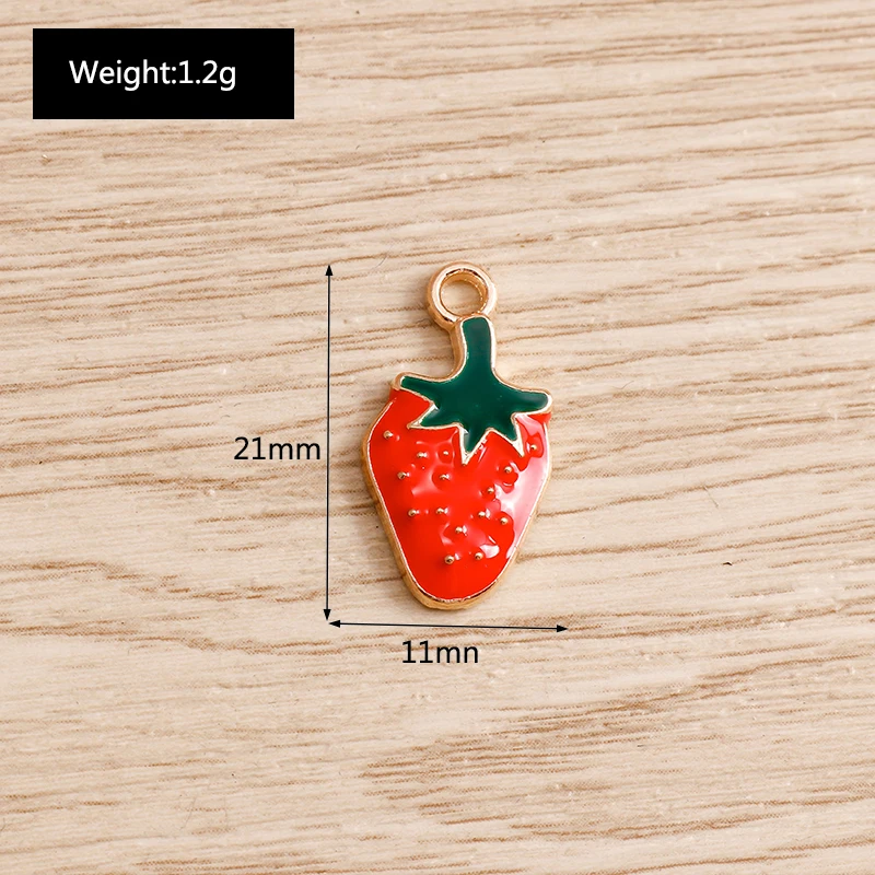 10 teile/los Emaille Charms für Ohrringe Anhänger Halsketten Obst Erdbeere Ananas Banane Orange Charms Handgemachte Schmuck Machen – Detail 23