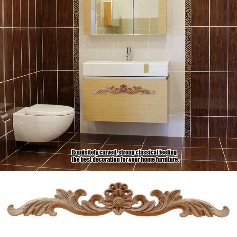 Apliques de madera tallada para cama, puerta, armario, 4 piezas, sin pintar, DIY