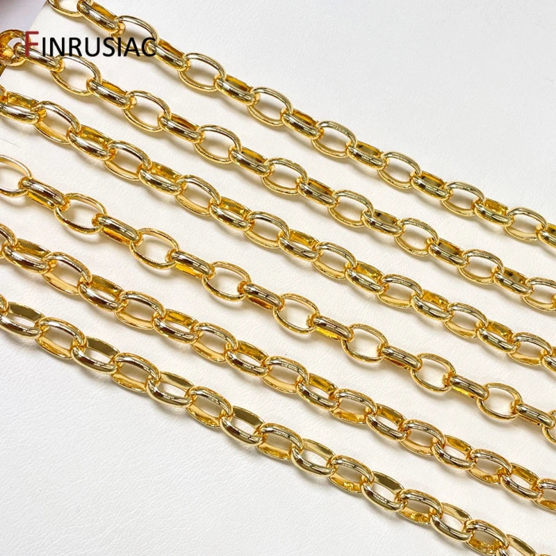 14K Gold Plated Brass 7*10mm Oval Thick Chains For Jewelry Making Accessory DIY Bracelet Necklace Cable Chain Material