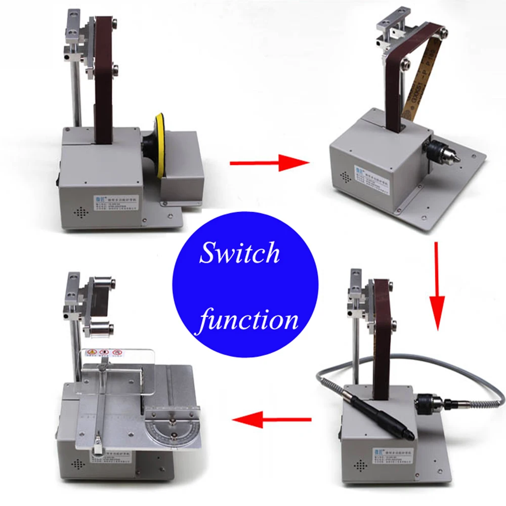 Lijadora de banda eléctrica Mini Ponceuse, cortadora multifunción, sierra de mesa, bricolaje, carpintería, rectificadora de escritorio