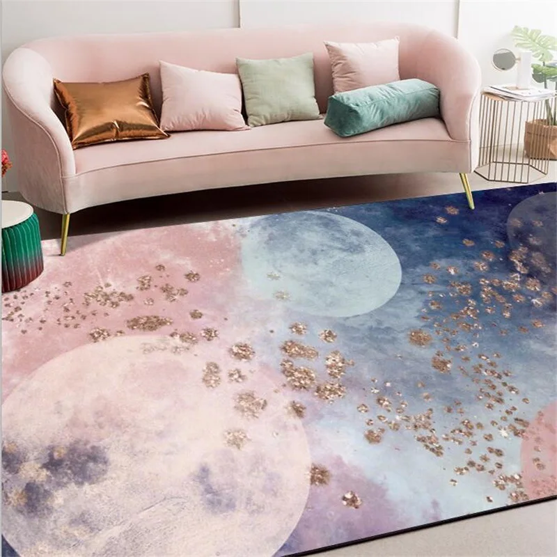 Nordic Style Large Carpet Pink Galaxy Space 3D Printing Mats Kids Room play Area Rugs Home Decor Parlor Carpets for Living Room