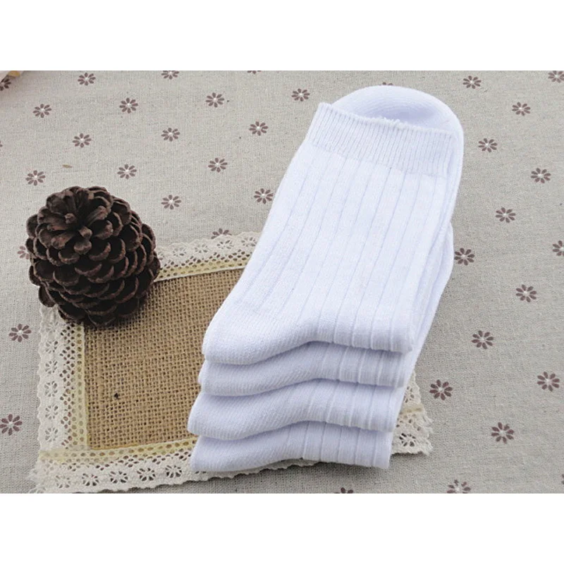 New Children Socks 100%Cotton Kids Baby Sock 3-20 Year Boys Girls Teenagers Unisex 5Pair/Lot Students White