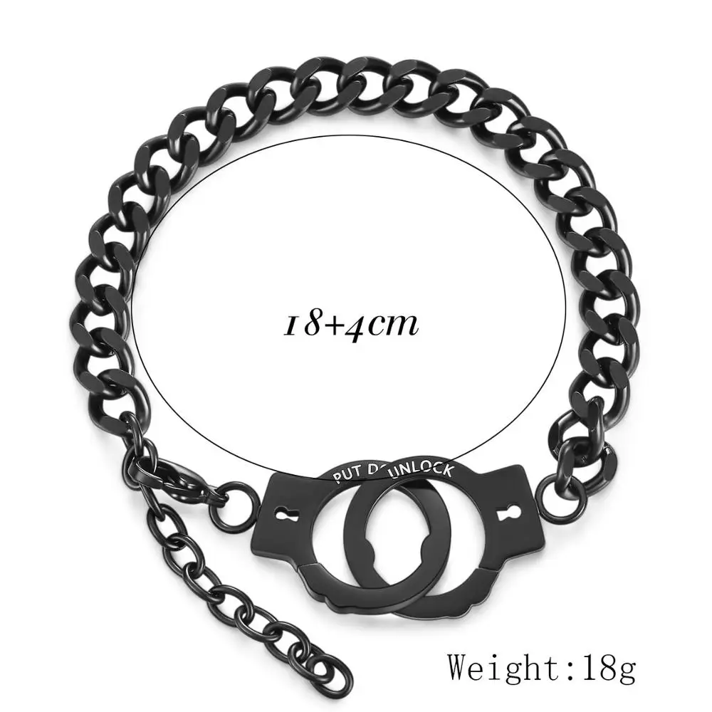 Fashion Couple Bracelet Handcuffs For Women Men Stainless Steel Gold Color Chain Bracelets Accessories Jewelry Wholesale