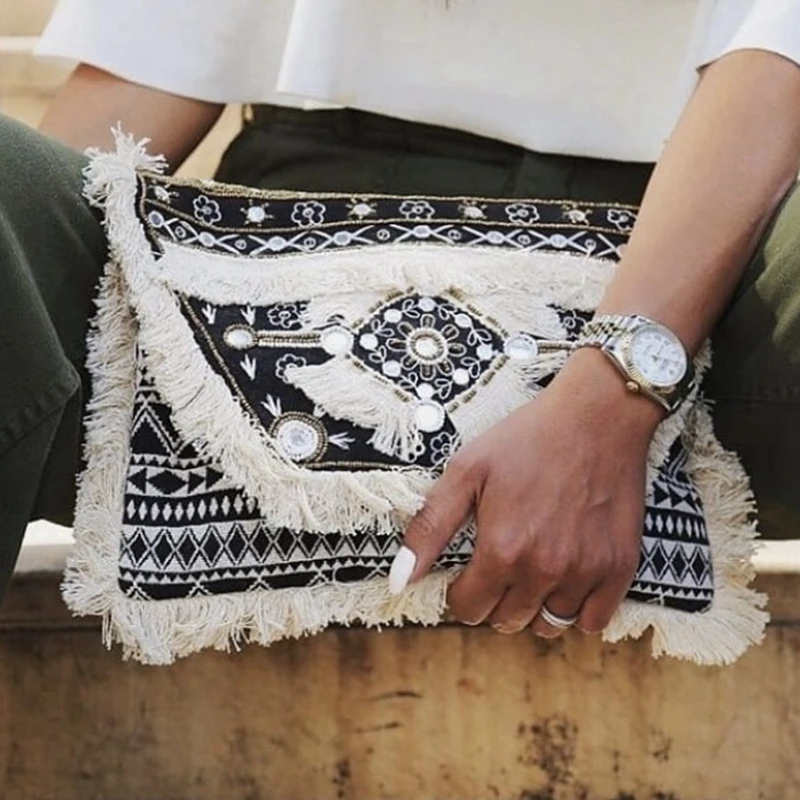 DOYUTIG di Marca di Estate Fresco Della Boemia di Disegno Indiani Fatti A Mano Borse Cross-body & Pochette Antico delle Donne del Ricamo Borse