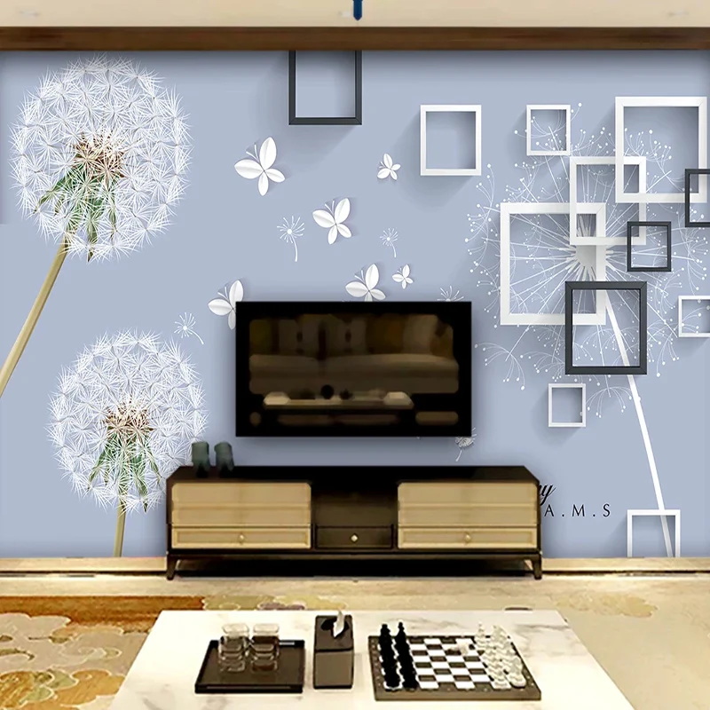 

Custom Photo Wall Paper 3D Stereo Romantic Dandelion Frame Mural Living Room TV Sofa For Self-Adhesive Waterproof Papel Tapiz