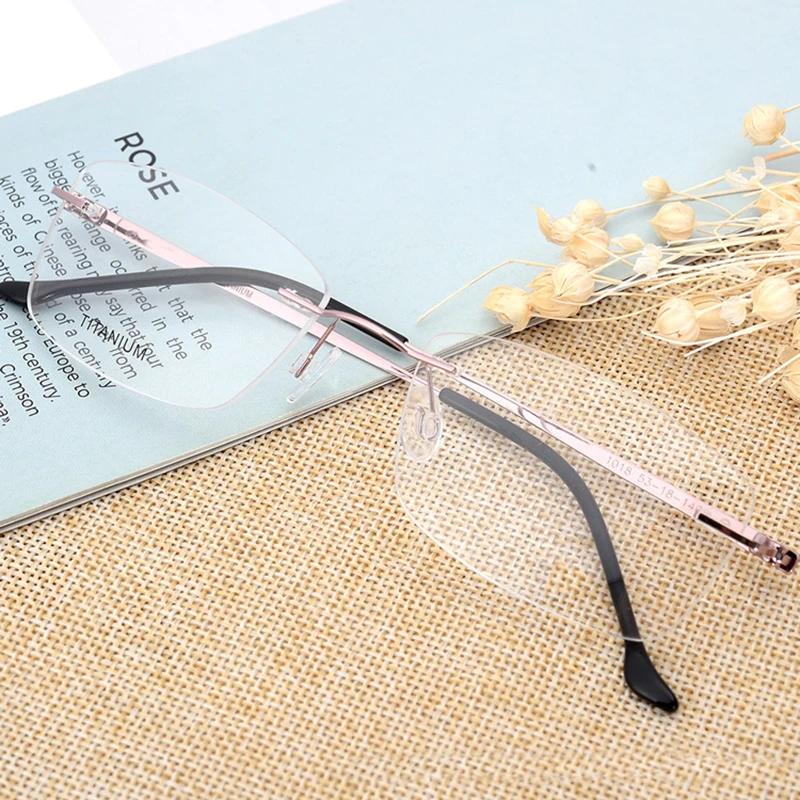Rimless Men Eyeglasses Frame Fashion Brand Designer Myopia Alloy Leg Clear Optical Prescription Eyewear Transparent Frame RW004