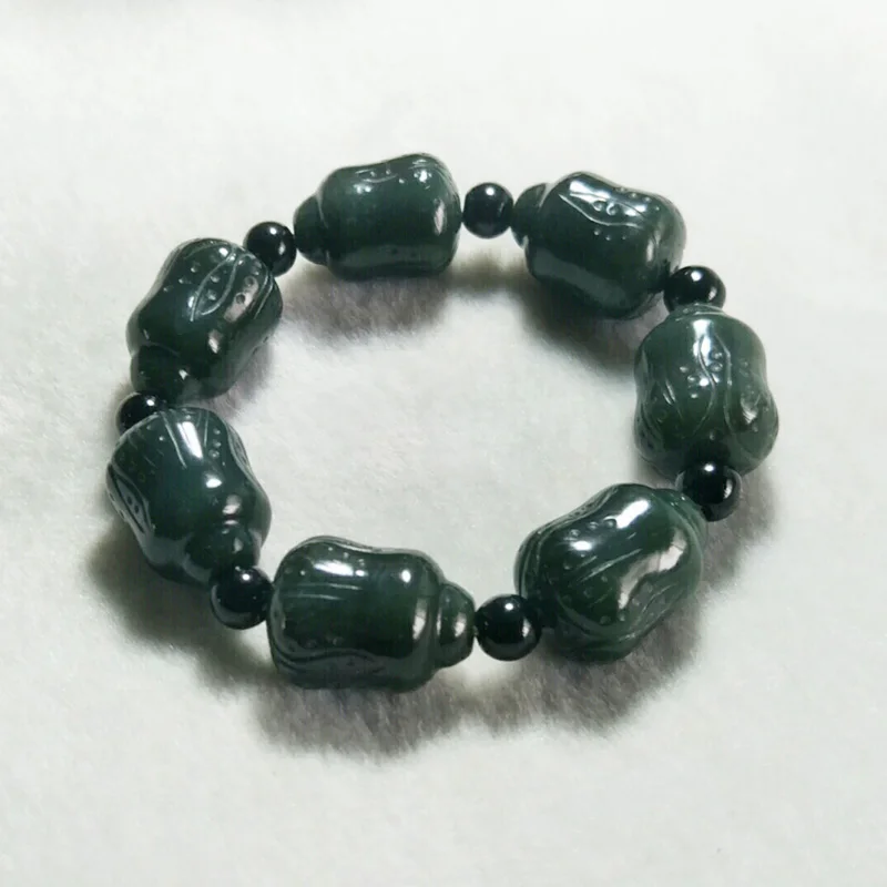 

Natural Hetian Jade Chinese cabbage beads Domineering Jade Bracelet Jewelry Lucky Auspicious Amulet Fine Jewelry Jade Bracelet