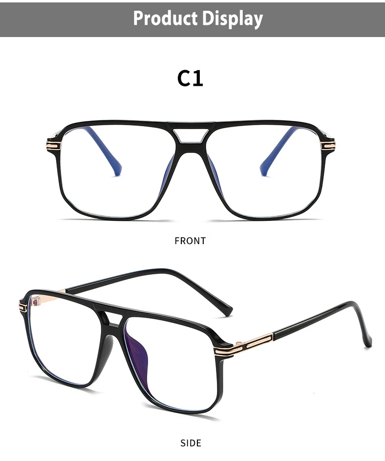 Blau Licht Blockieren Gläser Rahmen für Männer und Frauen Optische Gläser Vollrand Aviator Stilvolle Rezept Brille Pilot Rahmen – Detail 8