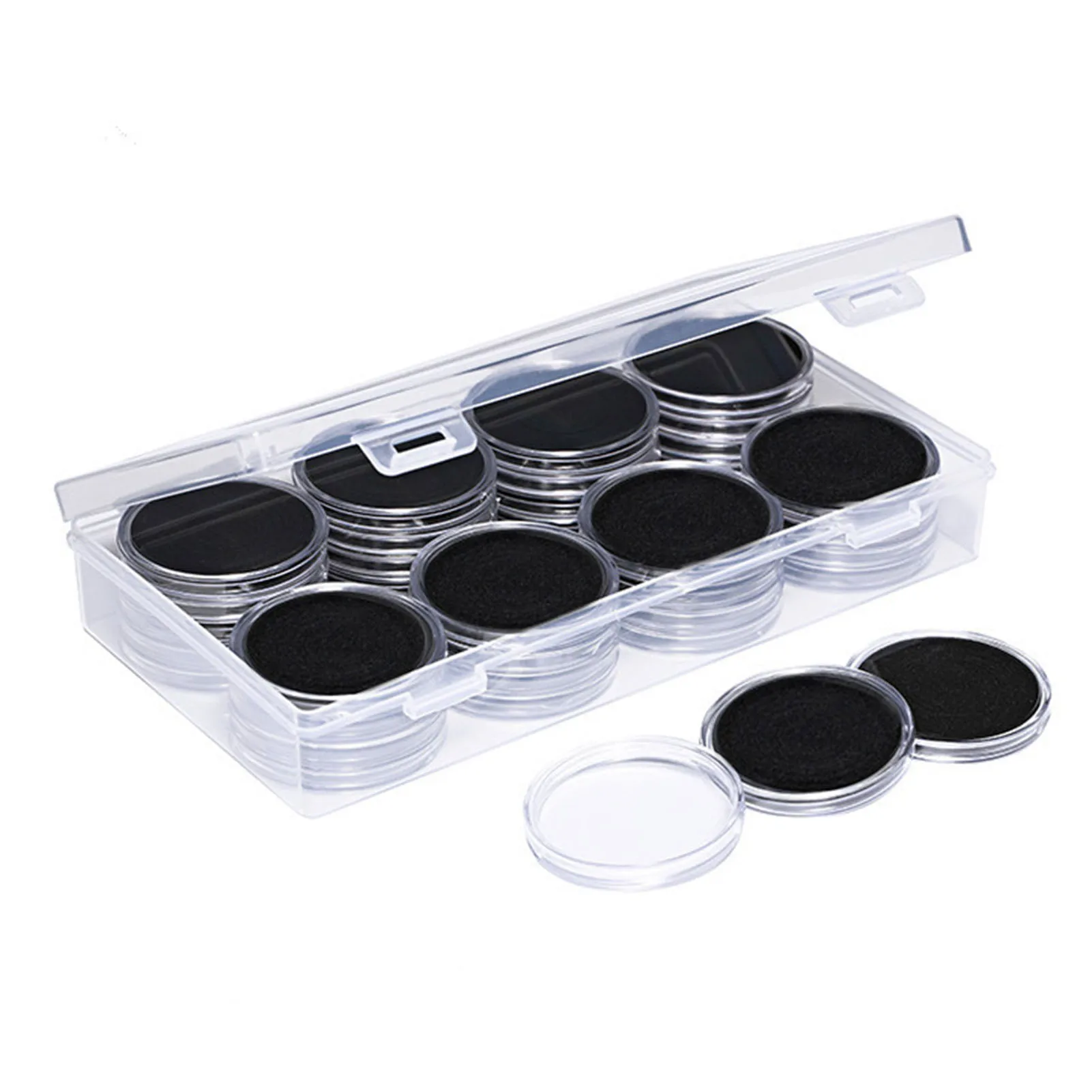 

40Pcs/Lot Coin Storage Box Holder Case Box For Coin Collection Protector 17/20/25/27/30mm Coins Capsules And Protect Gaskets