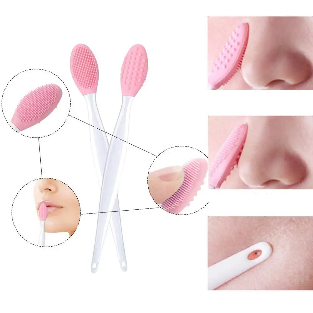 Bộ 50 Tẩy Tế Bào Chết Cho Môi Bàn Chải Vệ Sinh Mũi Bàn Chải 2 Mặt Silicon Mềm Lip Scrub Dụng Cụ & Mũi Đầu Đen Loại Bỏ Bàn Chải