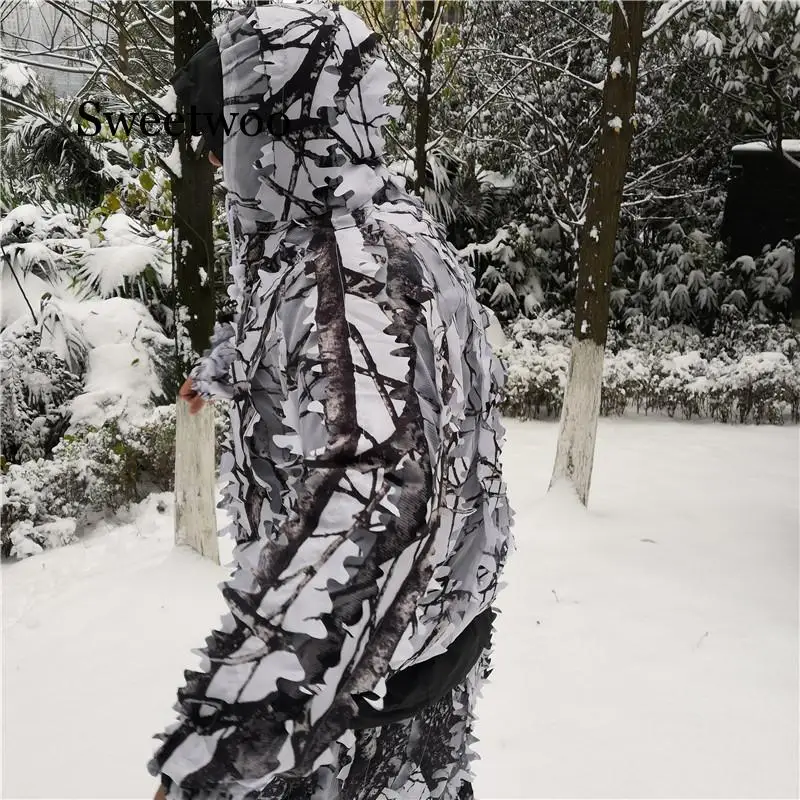 SWEETWOO Winter Snow Tree Branches Style Hunting Jacket And Pants White Camouflage Birdwatch Clothing