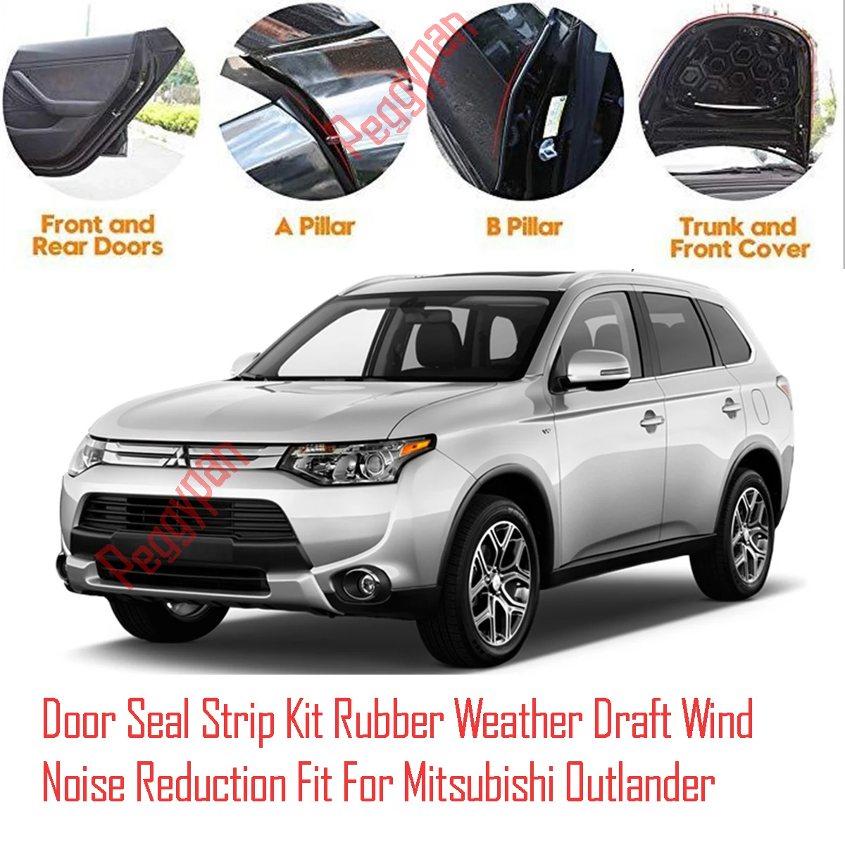 

Door Seal Strip Kit Self Adhesive Window Engine Cover Rubber Weather Draft Wind Noise Reduction For Mitsubishi Outlander