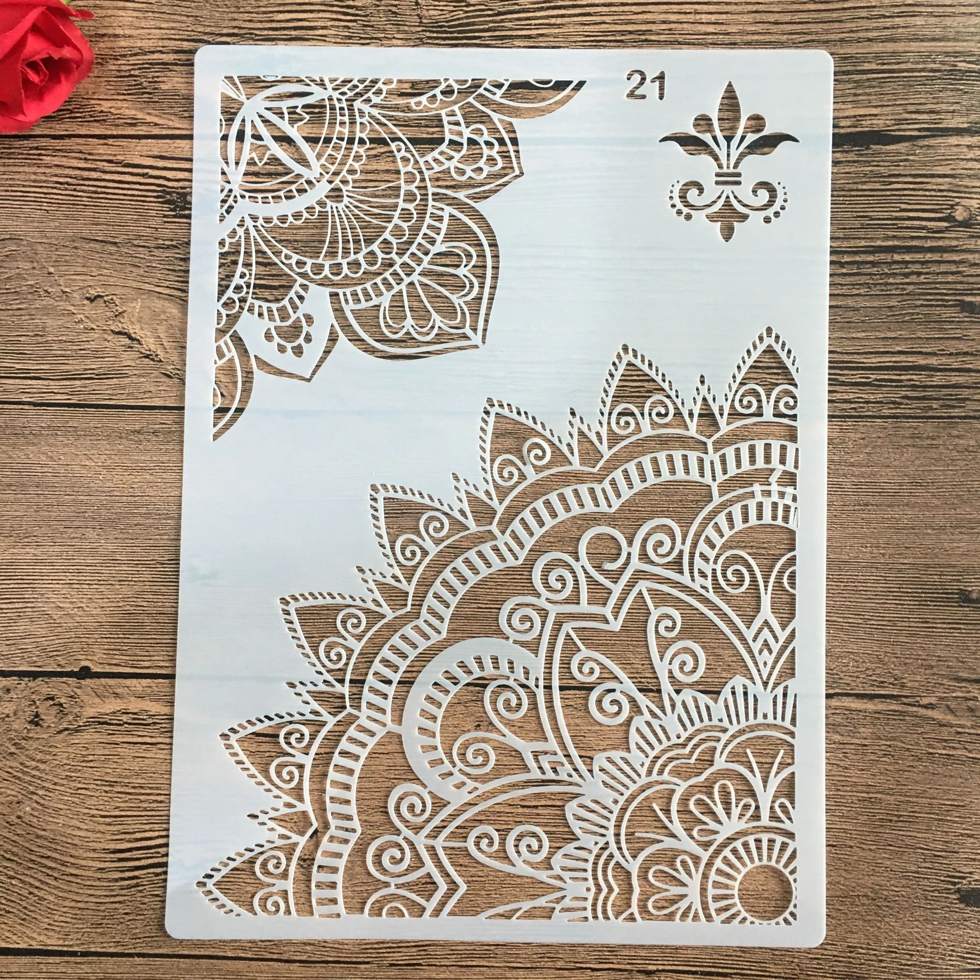 A4 29 * 21cm  Mandala DIY Stencils Wall Painting Scrapbook Coloring Embossing Album Decorative Paper Card Template cake Stencil