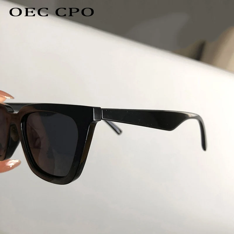 OEC CPO Lady Vintage Small Square Sunglasses Women Brand Clear Yellow Lens Punk Sun Glasses Female Eyeglasses UV400 Goggles