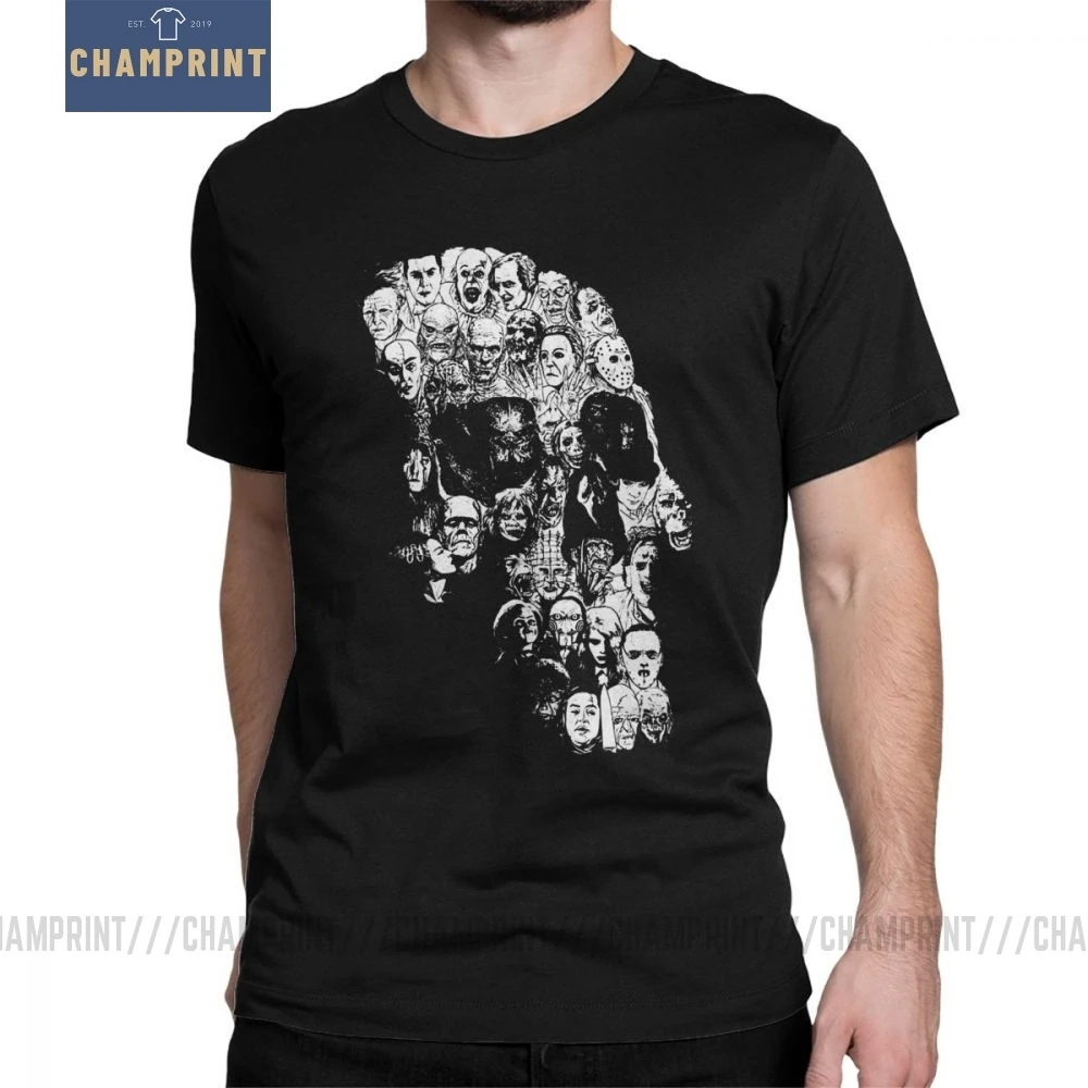 

Movie Horror Skull Novelty T Shirts Men Short Sleeves Clothes Graphic Tees Pure Cotton Round Neck T-Shirt