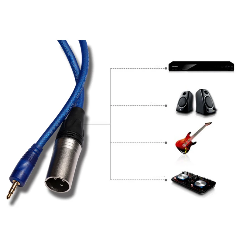 Cable de audio de 3,5mm a XLR, cable de audio HIFI de 3,5mm macho a XLR macho/hembra, cable de micrófono de cobre puro azul, doble escudo, 1,8 m3m5m