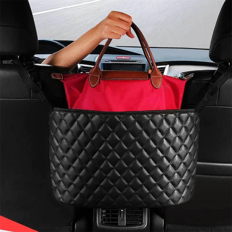 

Car Seat Storage Handbag Holding Pocket Holder Hanging Bag Between Car Seats PU Leather Auto Seat Crevice Storage Bag