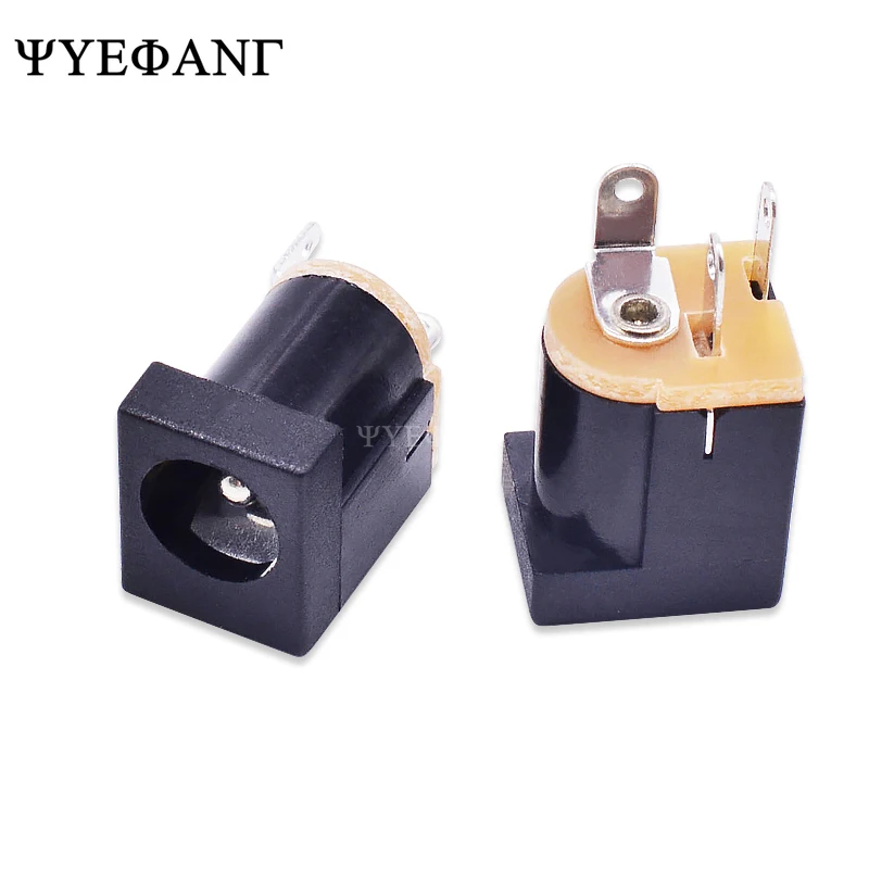 10Pcs DC-012 DC Power Jack Socket 5.5*2.1mm 180° Vertical DIP Connector 3-Pin Panel Mount