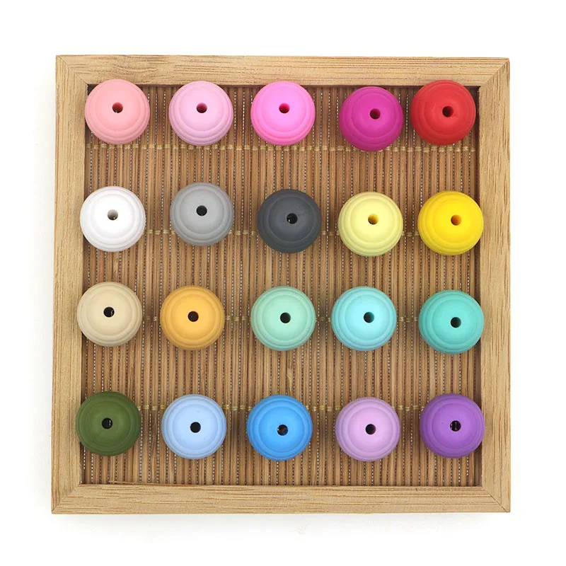 Kovict Spiral Round Silicone Beads 15mm 20/30 Pcs BPA Free DIY Food Grade Necklace Accessories Chewable Jewelry Accessories