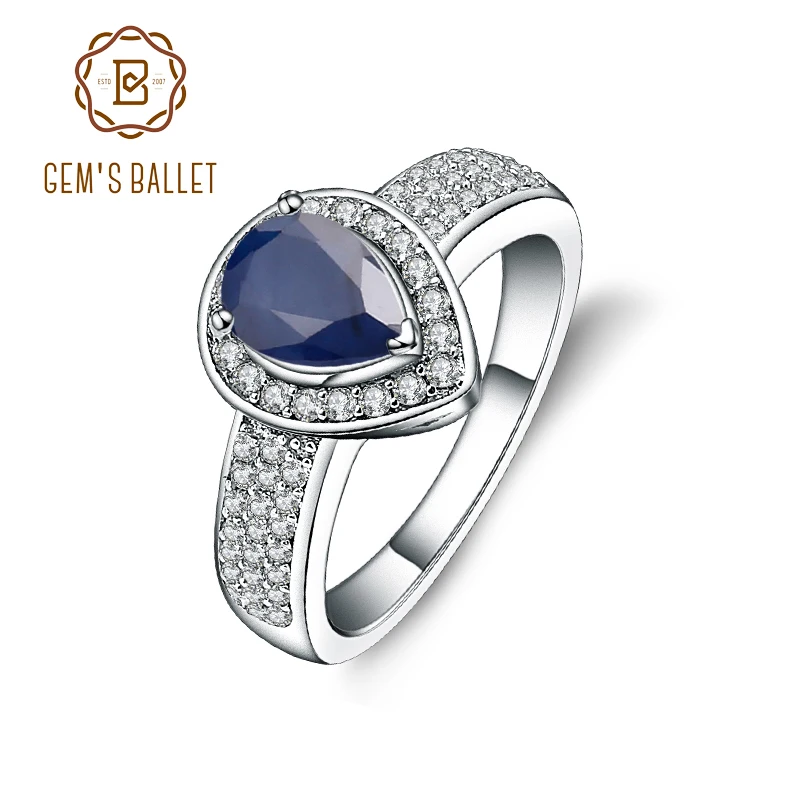 

Gem's Ballet 1.29Ct Oval Natural Blue Sapphire Gemstone Wedding For Women 925 Sterling Silver 585 14K 10K 18K Gold Weddings Ring