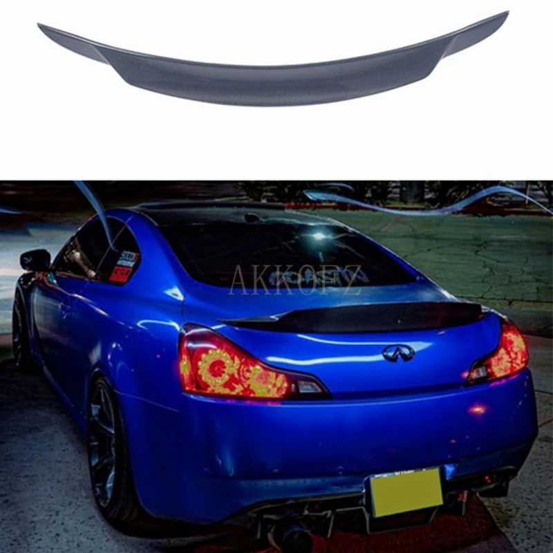 CF Carbon Fiber Rear Spoiler Suitable for Infiniti 2007-2013 G Series G37 2 Doors Black Unpainted Spoiler Auto Parts