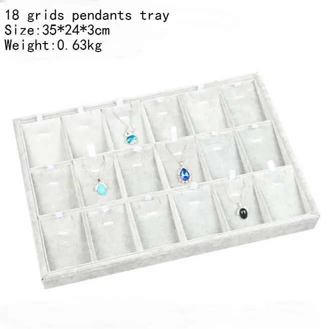 클래식 그레이 벨벳 쥬얼리 디스플레이 트레이 링 귀걸이 목걸이 홀더 펜던트 팔찌 스탠드 보석 주최자 멋진 선물 상자