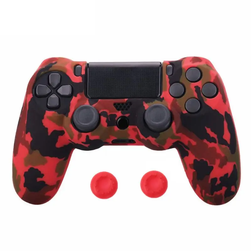 Soft Silicone Protective Case Gamepad Case Cover For PS4 Controller Case with 2 pcs Silicone Joystick Caps for playstation 4