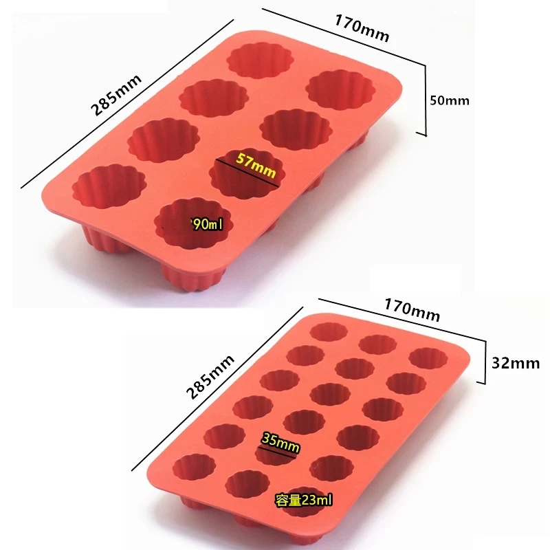 8/18 Holes Caneles Silicone Mold Muffin Cupcake Baking Tray Bordelais Fluted Cake Pudding Mold DIY Baking Kitchen Accessories