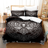 Black Death Moth Bedding Set Gothic Skull Duvet Cover Set Butterfly Bedclothes 2/3pcs Moon Stars Luxury Home Textiles