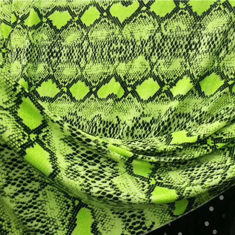 Good Milk Silk Spandex/cotton Knitted Fabric 4 Way Stretch Sexy Green Snake/Leopard Print Fabric Sewing DIY Pants/Shirt/Dress