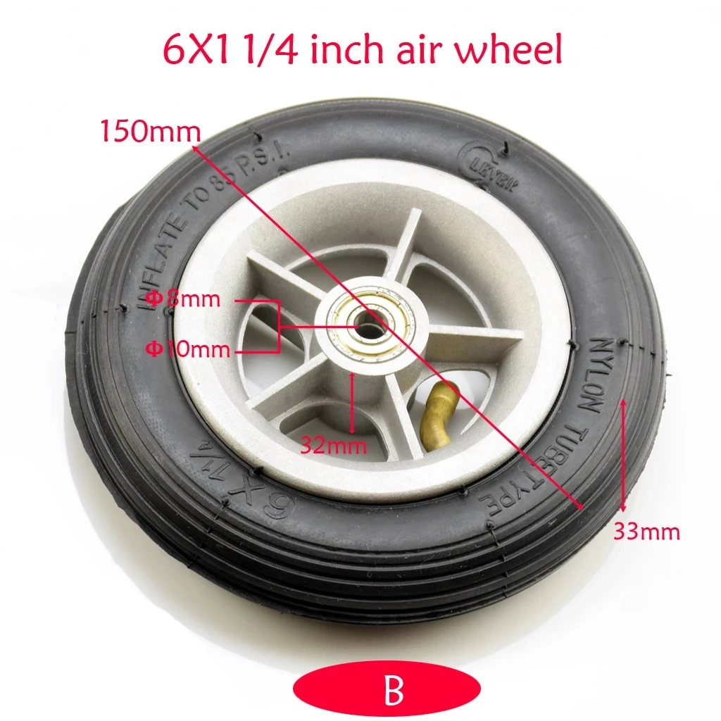 5 Inch 6 Inch Electric Scooter Wheel 6x2 6x1 1/4 Inch & Air Tire Solid Tire Metal Hub 8/10mm Axle Hole Trolley Cart Wheel