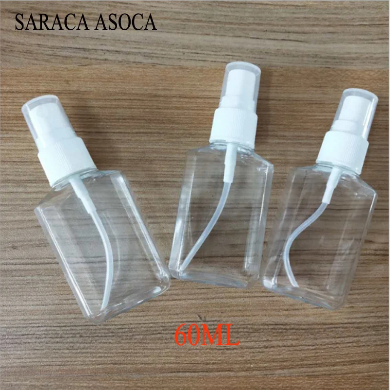 60ml Square Transparent Plastic Spray Bottle Flip Bottle Travel PET Sub-bottle  Empty Perfume Alcohol Disinfectant Bottle