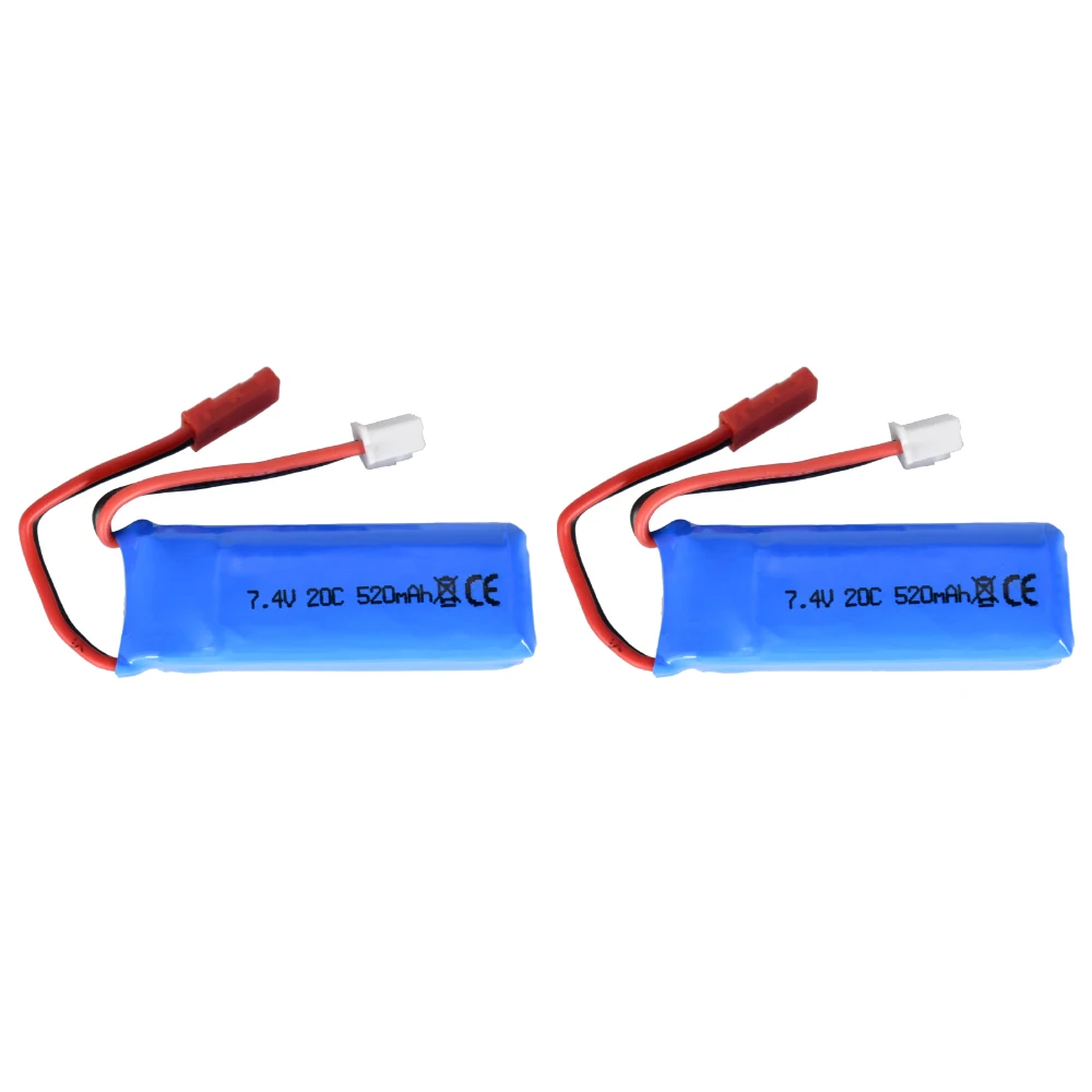 2Pcs 7.4V 520mAh Lipo Battery for WLtoys K969 K979 K989 K999 P929 P939 284010 284161 284131 RC Car Parts