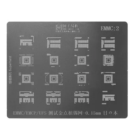 Amaoe CPU Nand Flash Emmc Emcp Ufs Ssd Ddr Bga153 162 169 186 221 254 Reballing Stencil 0.15mm Repair Tools Soldering Paste