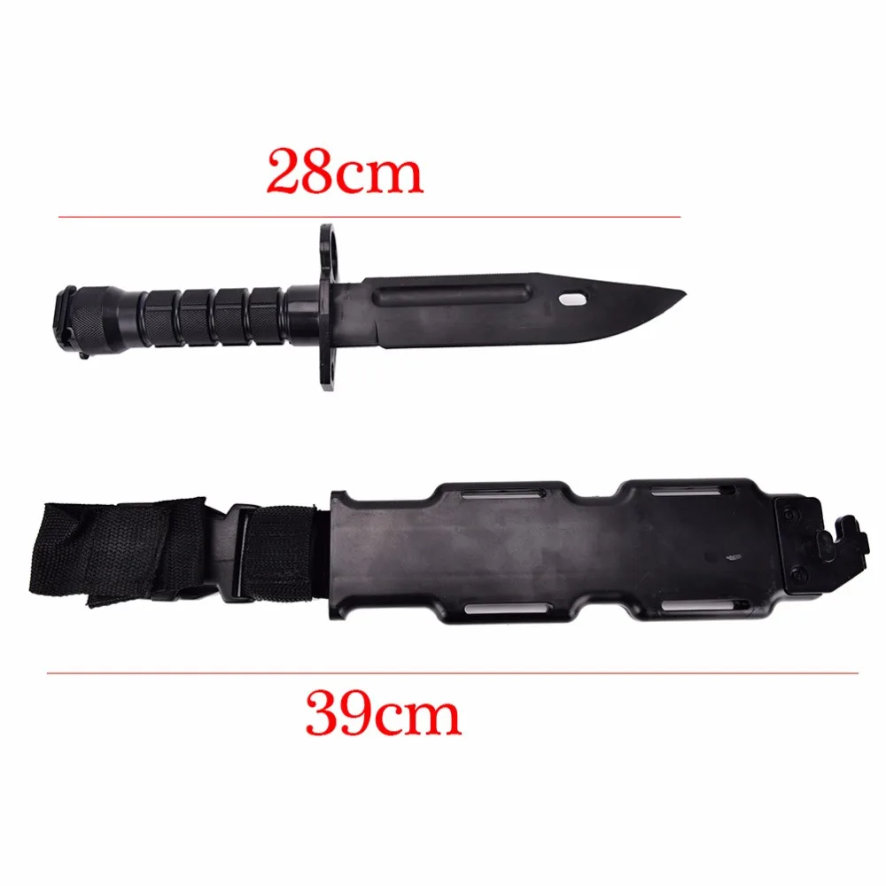 US Army M9 Airsoft Tactical Combat Plastic Toy Dagger Cosplay Model Knife for Show Military Training Wargame Hunting Black Color