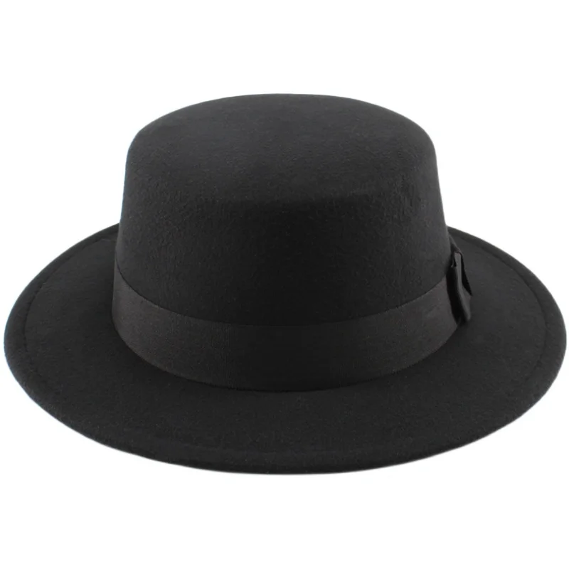 New Fashion Ladies Wool Cylinder Fedora Autumn Winter Women\'s Top Hat Men Felt Hat Wide Brimmed Bowler Fedoras Vintage Classic