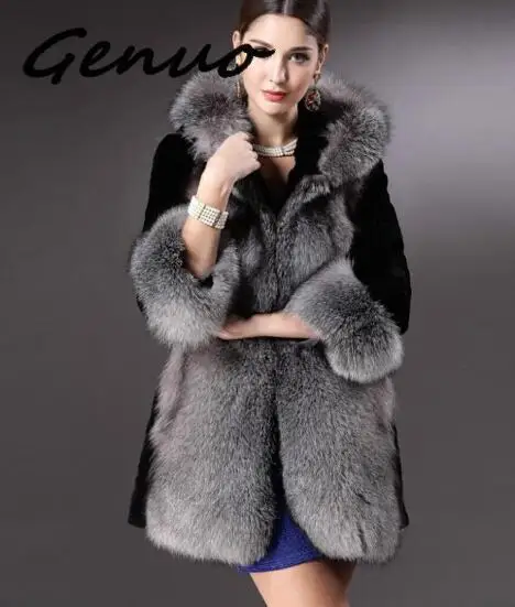 Genuo New 2019 Women FAUX FUR Coat Hooded Lady Slim Rabbit FAUX Coat Winter FAUX Fur Jacket Gilet spedizione veloce