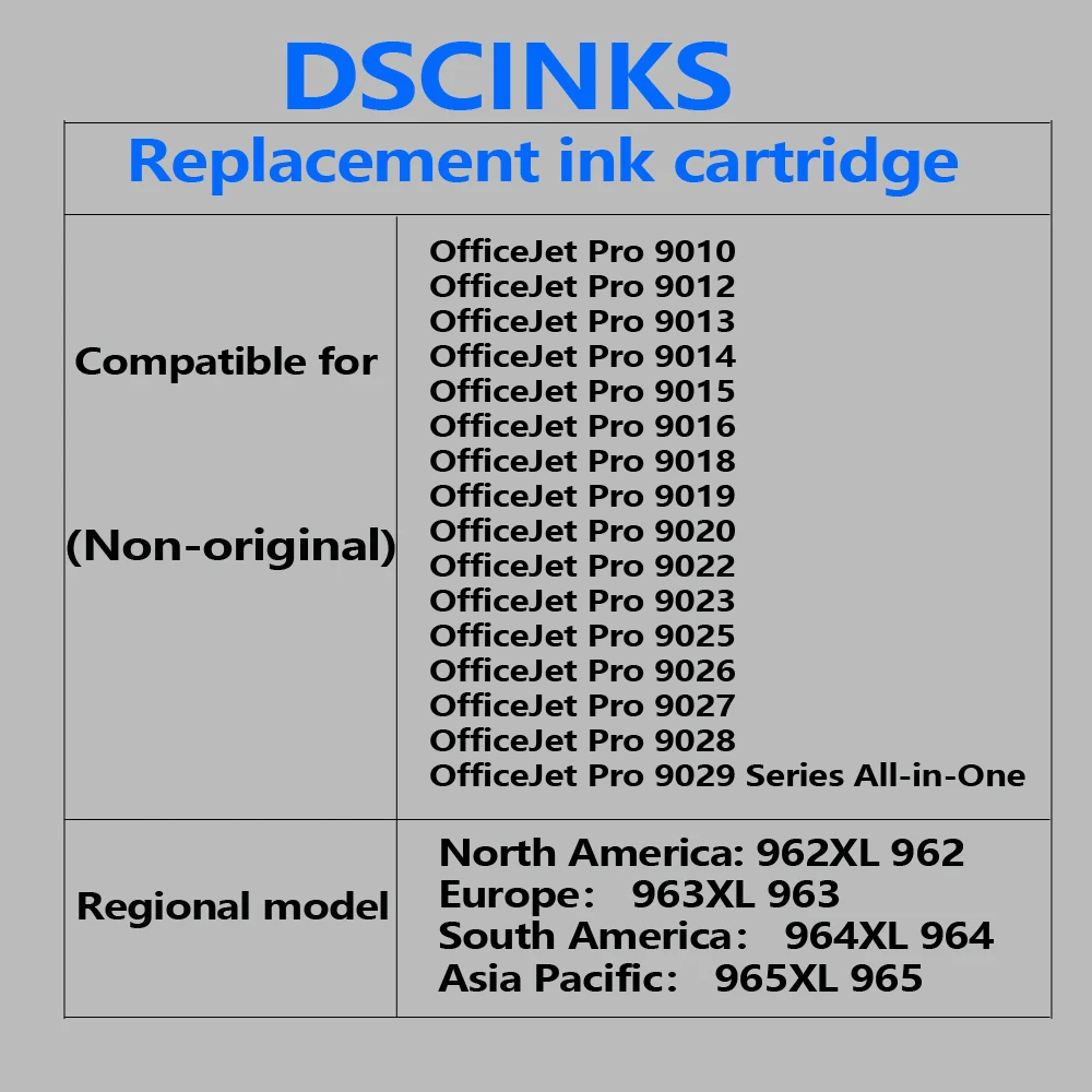 963XL Replacement cartridge for HP OfficeJet Pro 9010 9012 9013 9014 9015 9016 9018 9019 9020 9022 9023 9025 9026