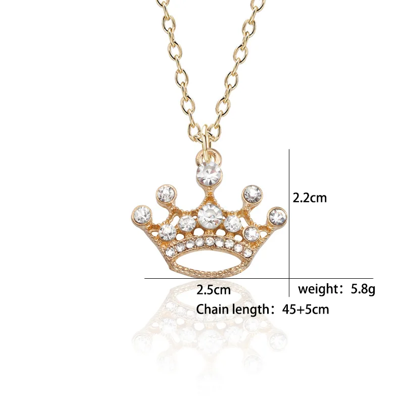 Crystal Crown Pendant Necklace Women Fashion Choker Chain Female Jewelry Valentine's Day Wedding Party Gift