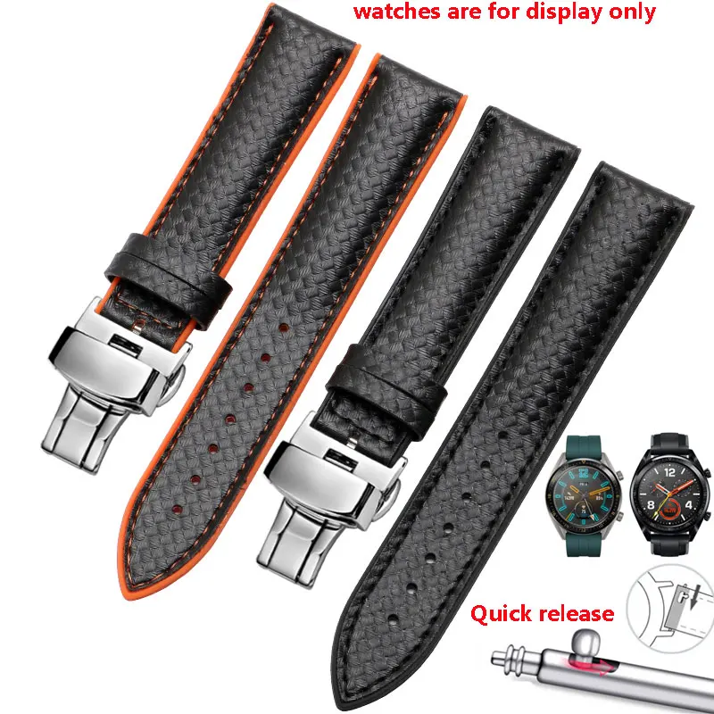 Waterproof silicone strap  adaptation Huawei watch 2 GT PRO3 Honor Magic Elegant Edition Smart Watch Carbon Fiber wristband