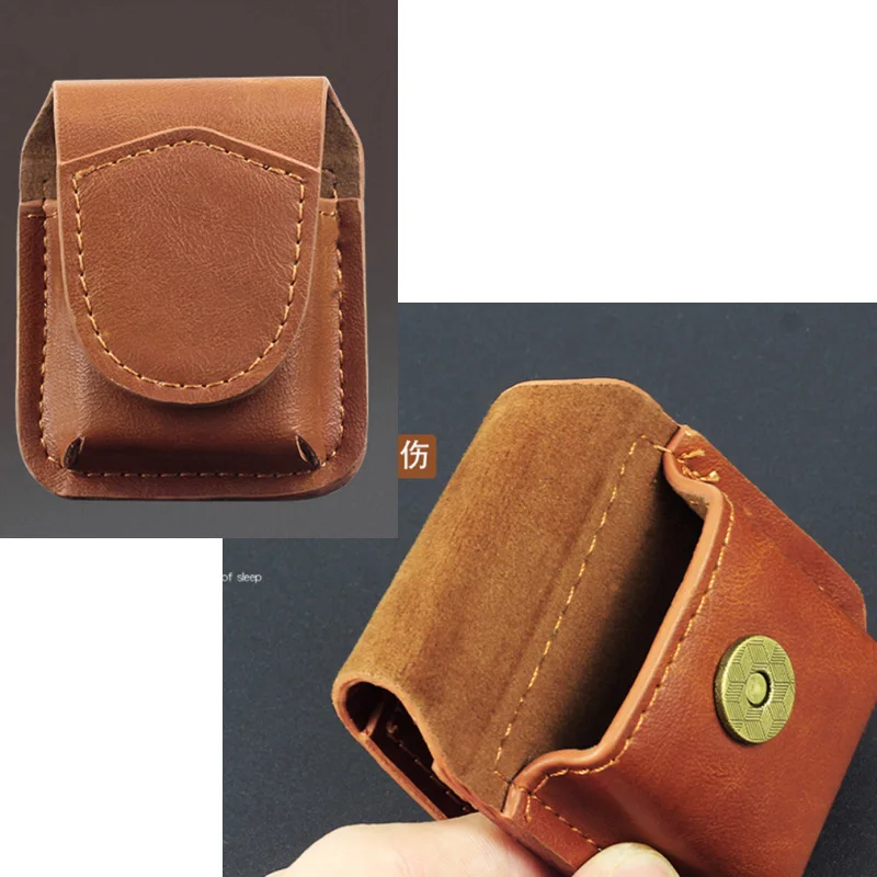 Genuine Brown Leather Lighter Case Storage Cover Oil Lighter Holster cover Pack Belt Clip Hunting Camping Waist Holster